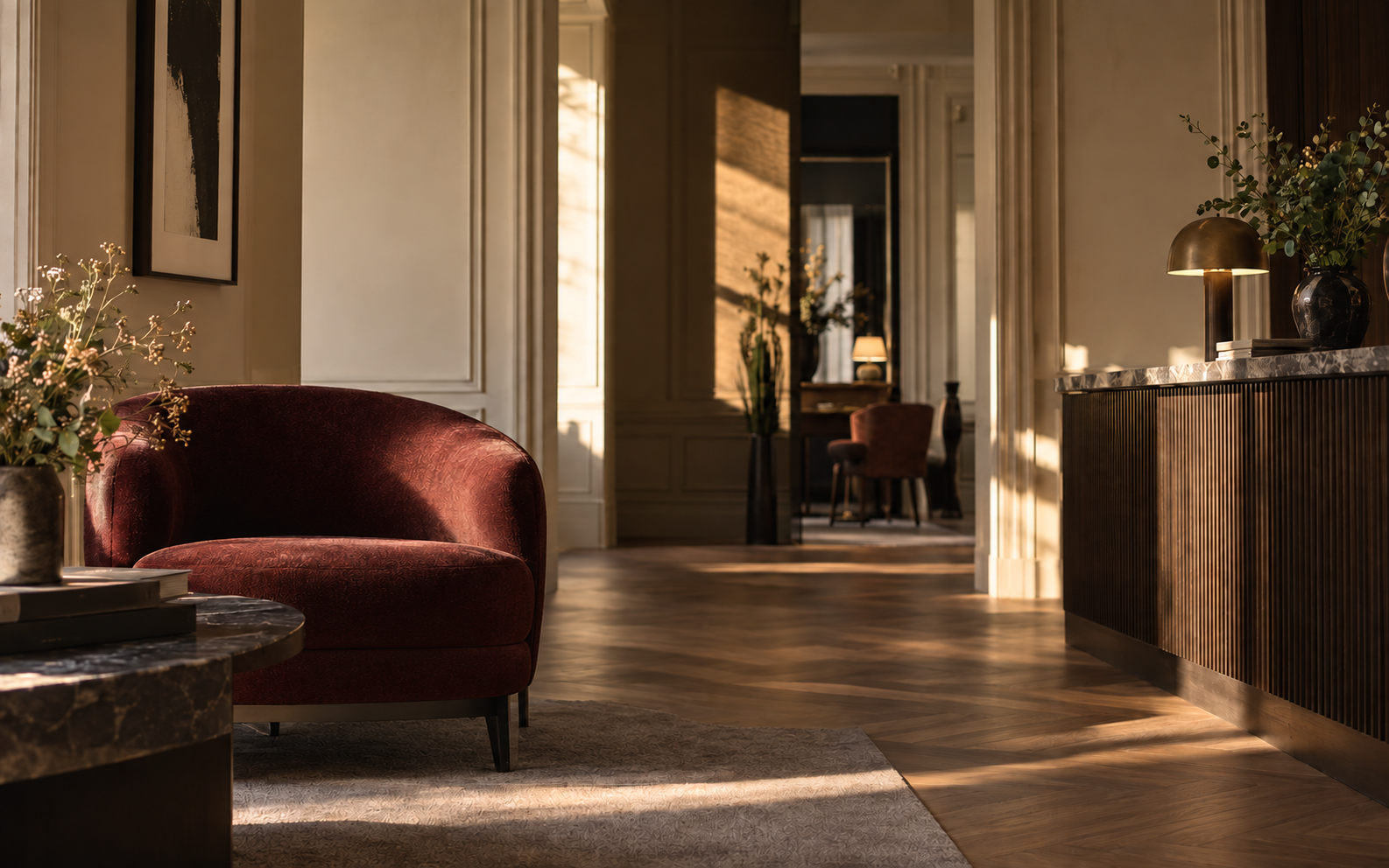 Salon d’hôtel conceptuel, visuel d’ambiance non contractuel